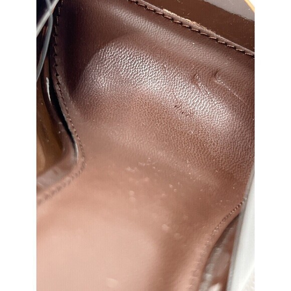 Brown Vinyl Spool Heeled Open Square Toe Slides 8 Transparent Mules x Forever21 - Picture 9 of 15